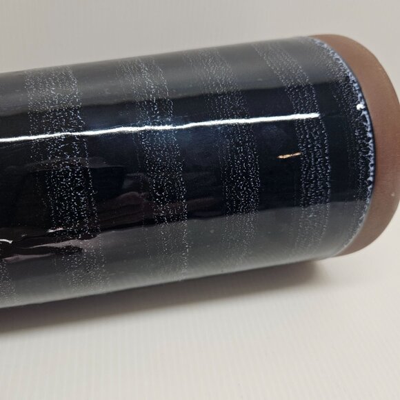 Lucky Brand Navy Blue Wash Glazed Ceramic Pitcher with Angled Rim - Picture 5 of 7